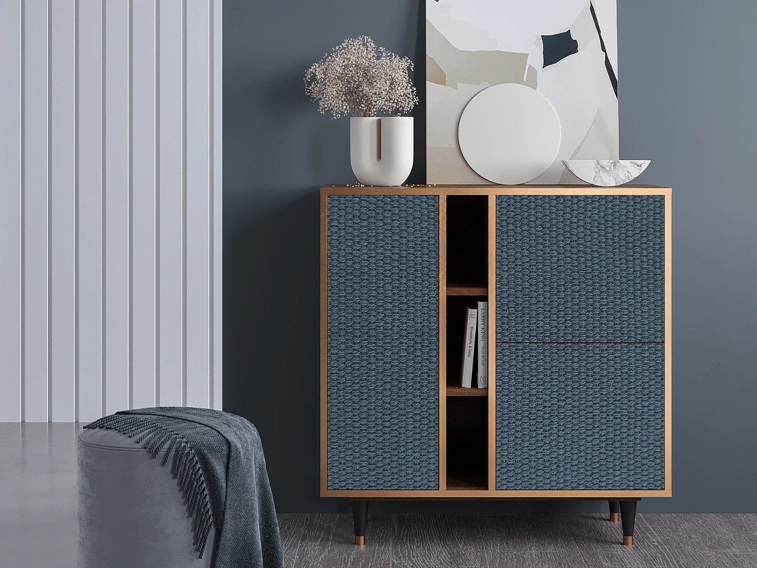 Credenza - 94х96х41 cm - BS5 - Knitted Pattern, Noce