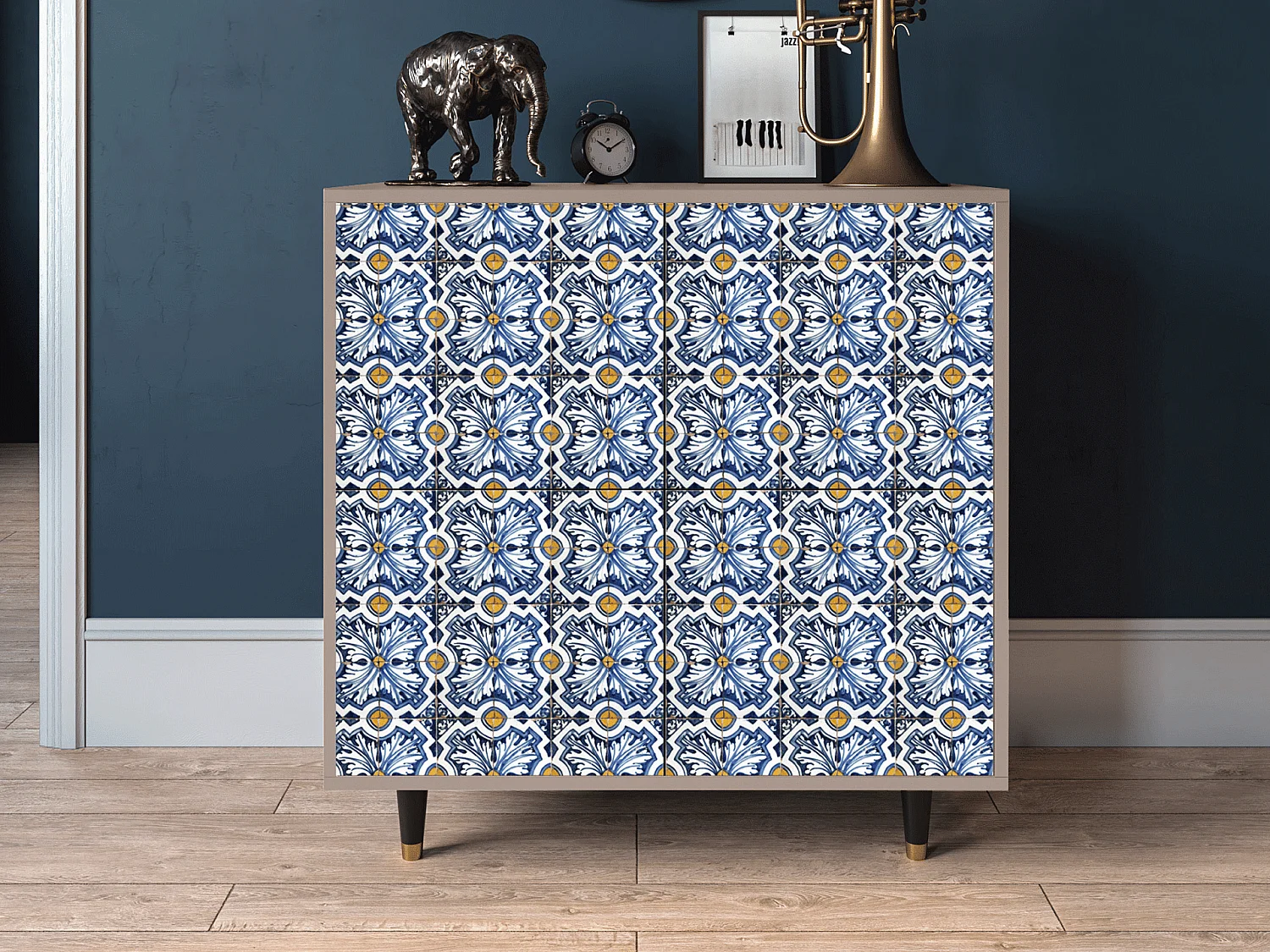 Kredens - 94x96x48 cm - BS3 - Lovely Cornflowers, Latte