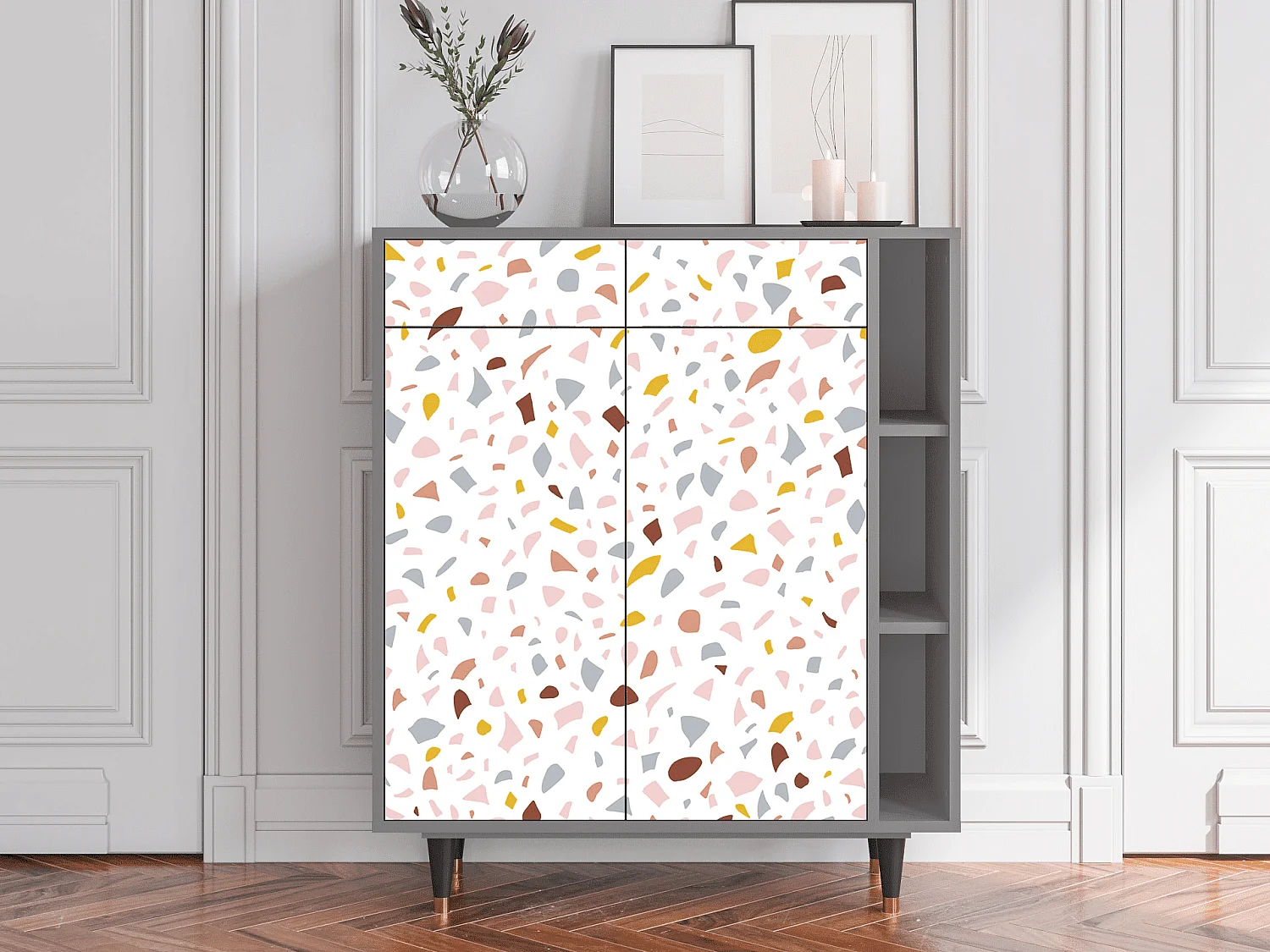 Kredens - 96х110х41 cm - BS6 - Marmelade Cheese, Szary