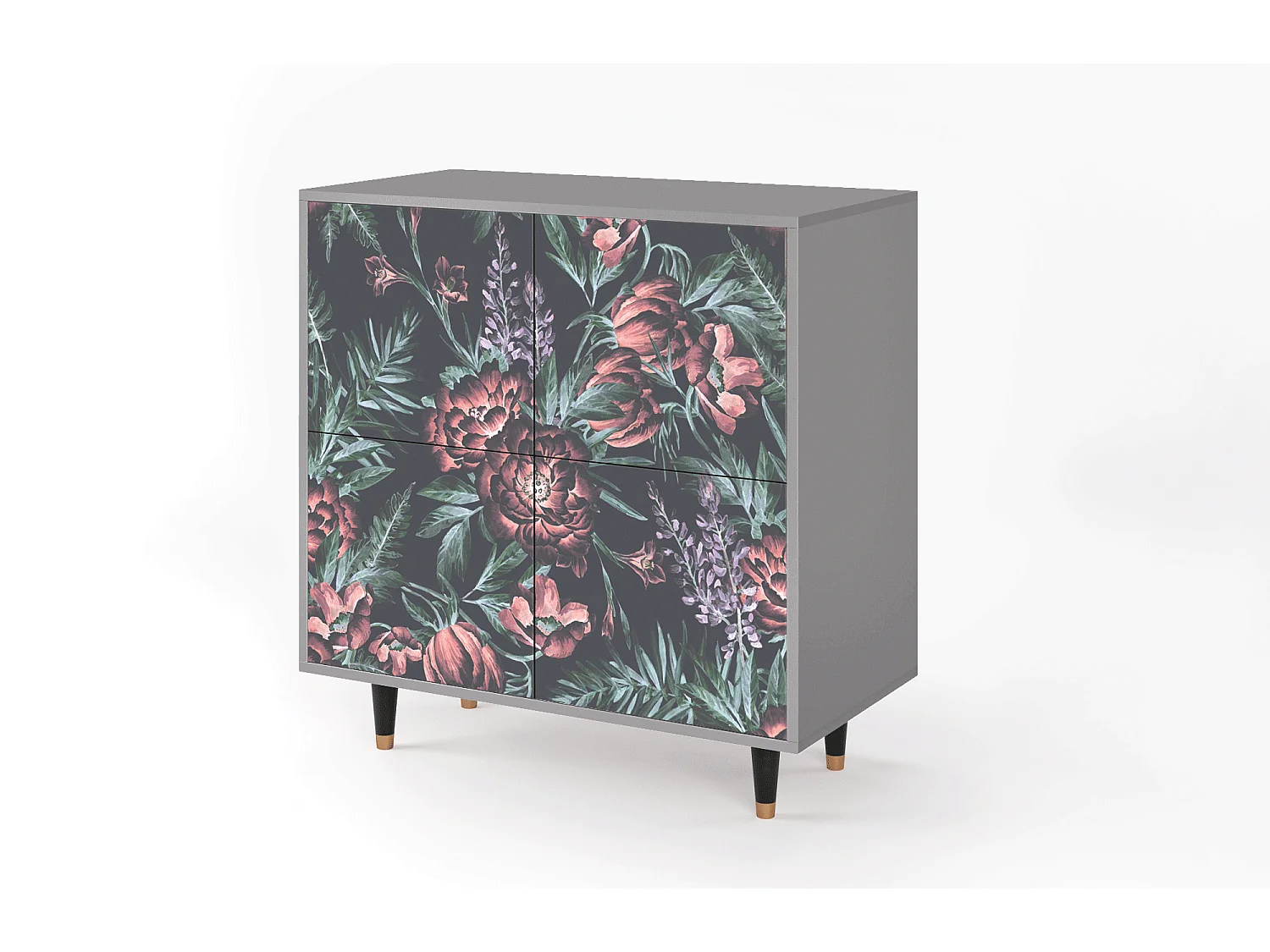 Aparador - 94x96x48 cm - BS3 - Dark Peonies, Cinza