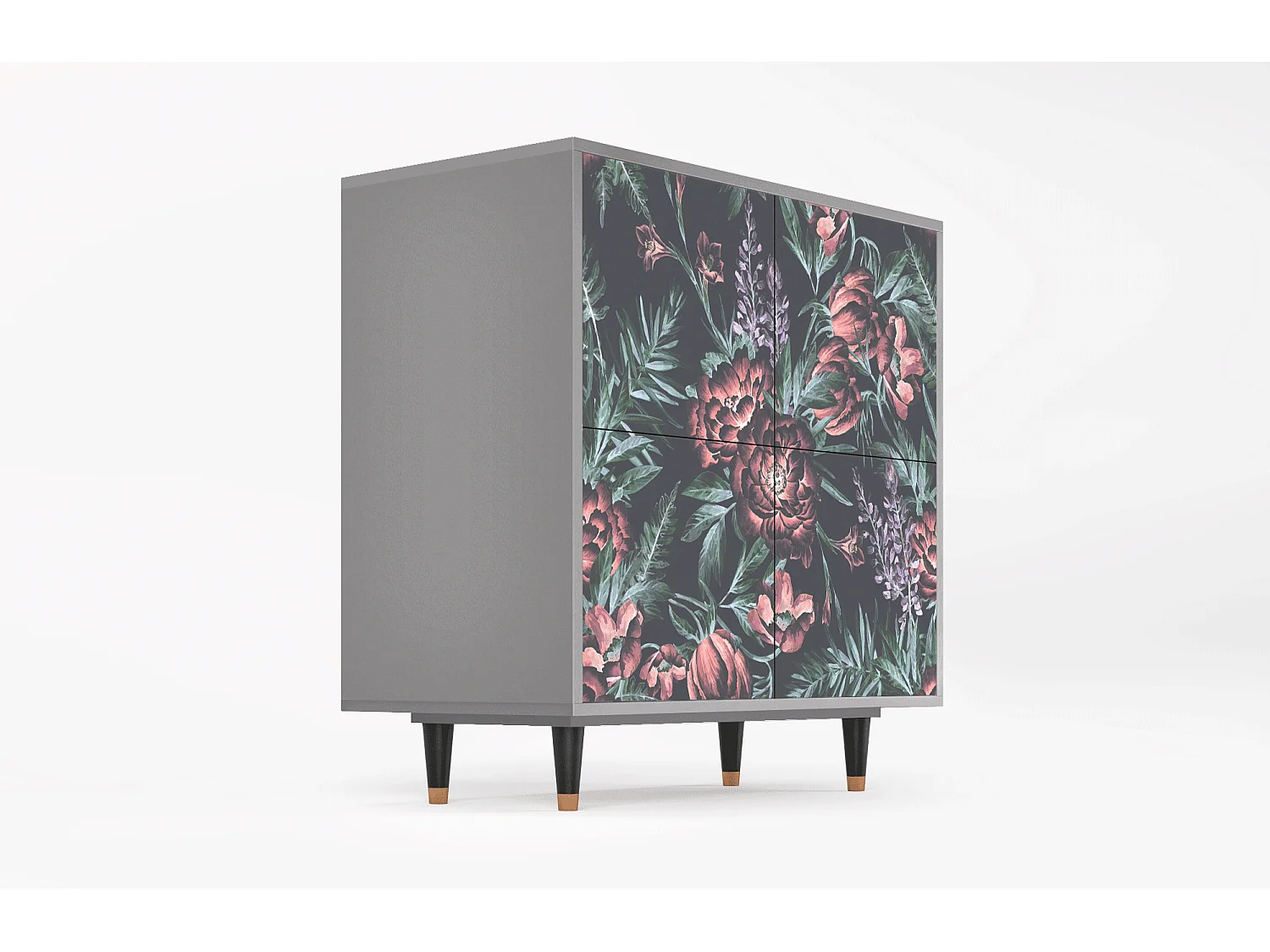 Dressoir - 94x96x48 cm - BS3 - Dark Peonies, Grijs