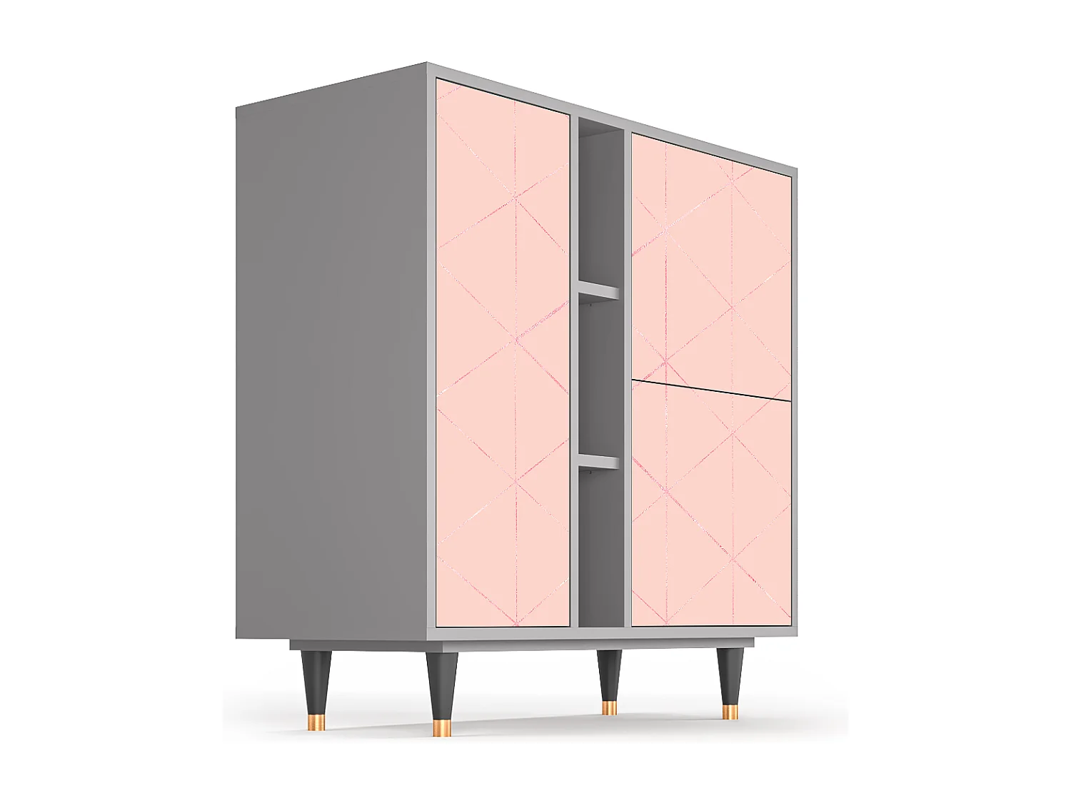 Kredens - 94х96х41 cm - BS5 - Rose Quartz, Szary