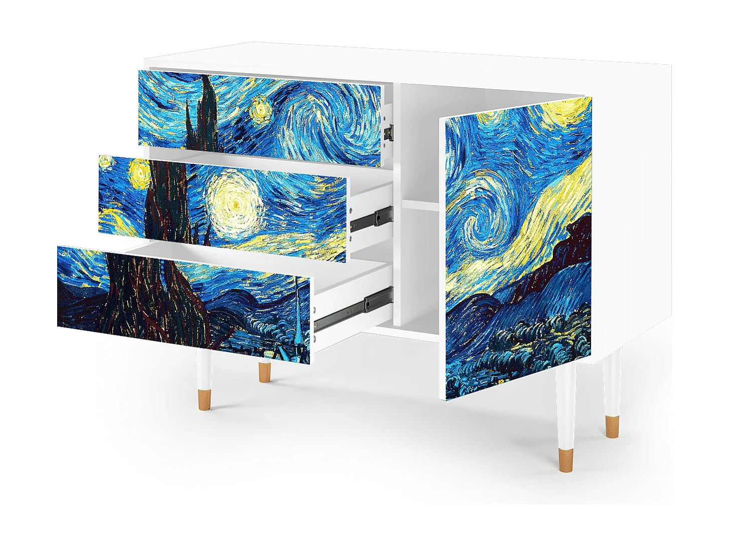 Dressoir - 115х84х41 cm - S3 - The Starry Night  , Wit