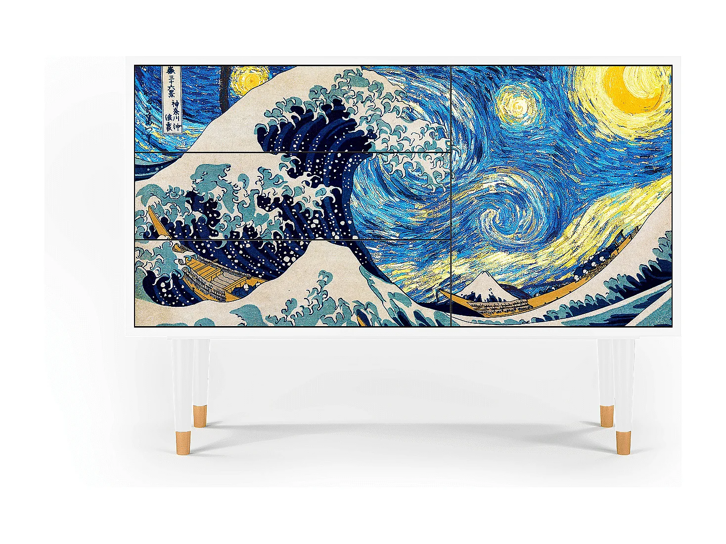 Kredens - 115х84х41 cm - S3 -  Rain in the Oak Forest, Biały