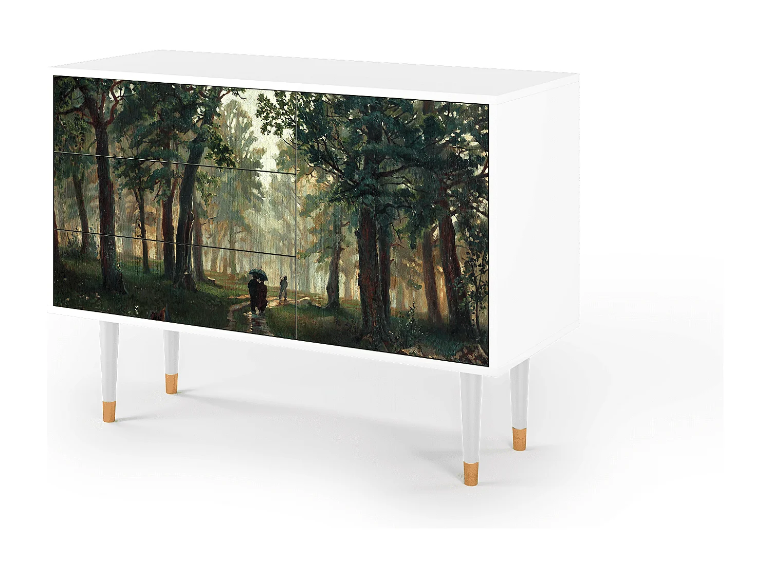 Kredens - 115х84х41 cm - S3 -  Rain in the Oak Forest, Biały