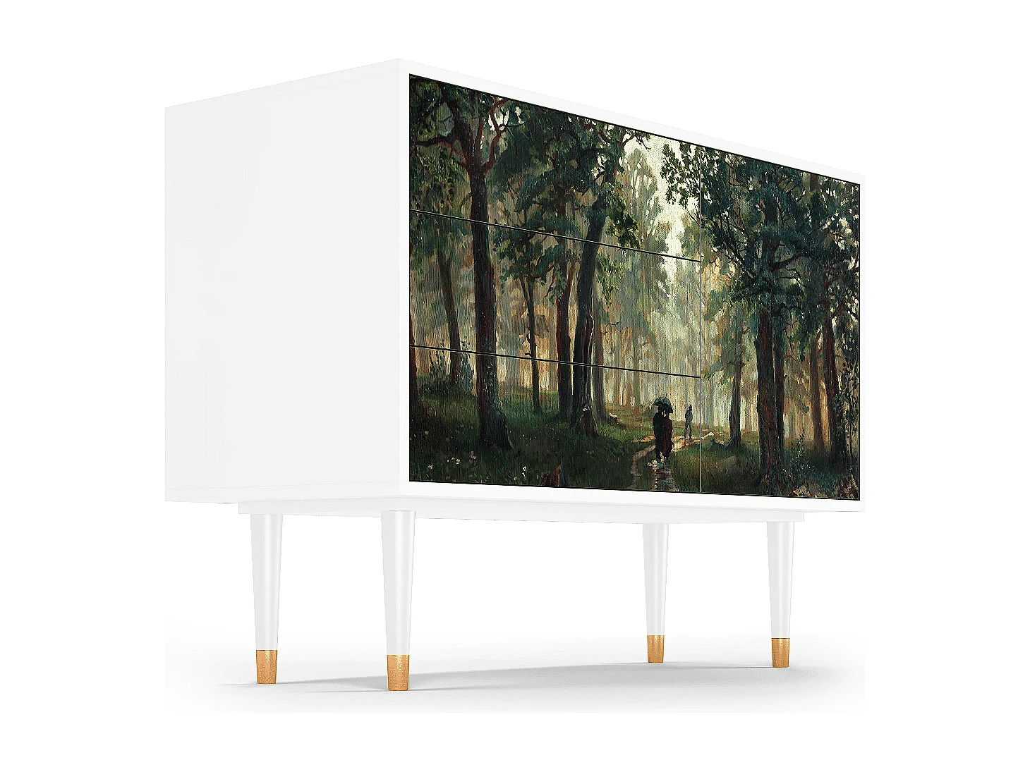 Kredens - 115х84х41 cm - S3 -  Rain in the Oak Forest, Biały