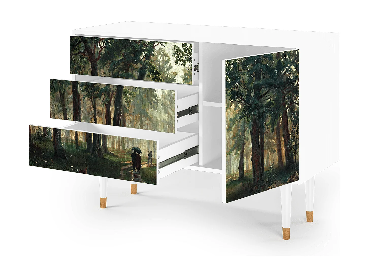 Kredens - 115х84х41 cm - S3 -  Rain in the Oak Forest, Biały