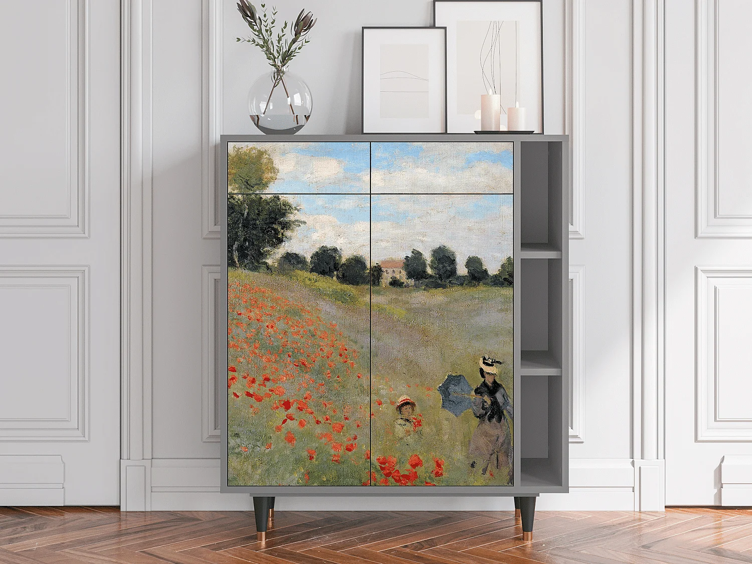 Kredens - 96х110х41 cm - BS6 - The Poppy Field   , Szary