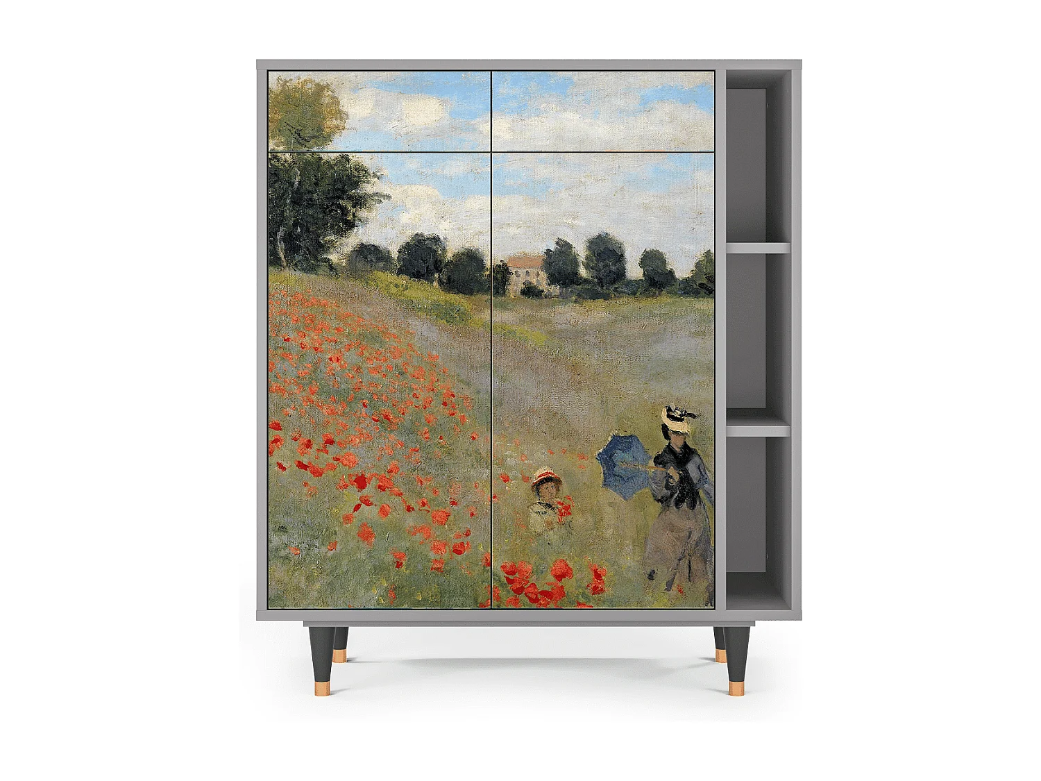Kredens - 96х110х41 cm - BS6 - The Poppy Field   , Szary
