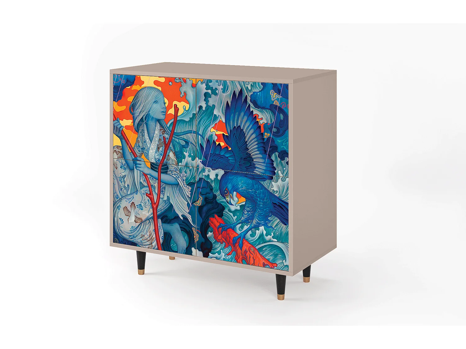 Aparador - 94x96x48 cm - BS3 - The Girl - James Jean, Latte