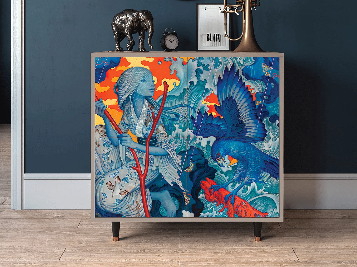 Sideboard - 94x96x48 cm - BS3 - The Girl - James Jean, Latte