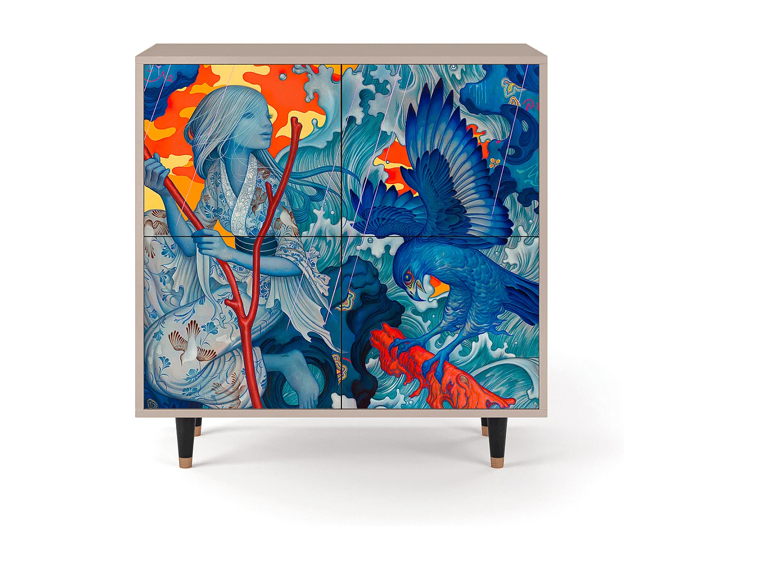 Sideboard - 94x96x48 cm - BS3 - The Girl - James Jean, Latte