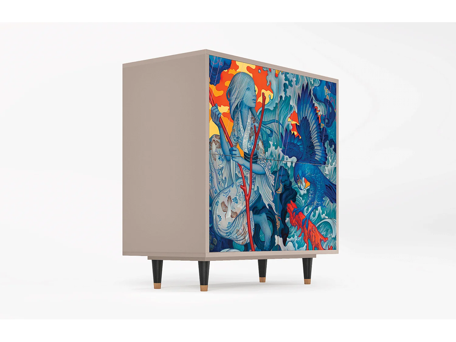 Sideboard - 94x96x48 cm - BS3 - The Girl - James Jean, Latte