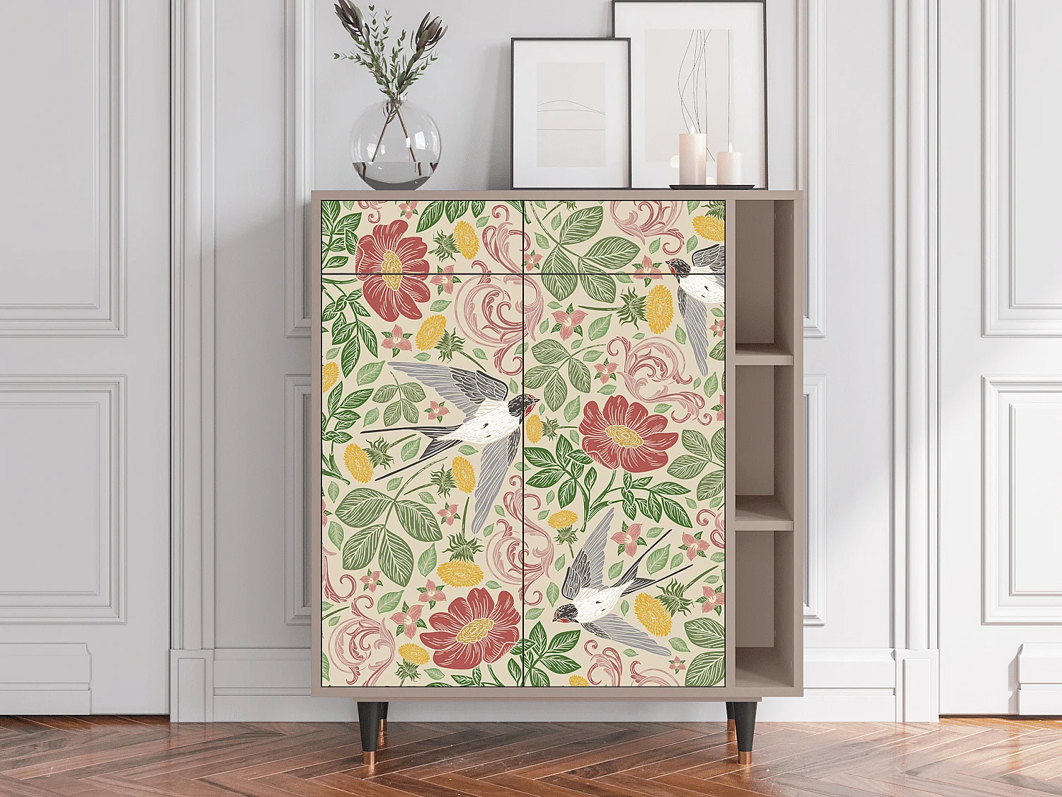 Kredens - 96х110х41 cm - BS6 - Spring Swallow, Latte