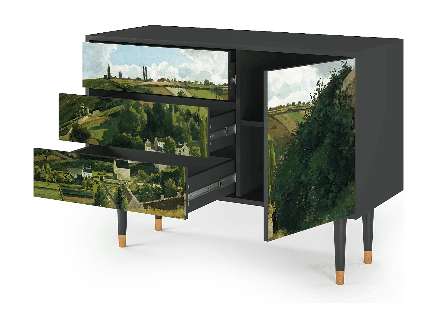 Kredens - 115х84х41 cm - S3 - Jalais Hill by Pissarro, Antracyt