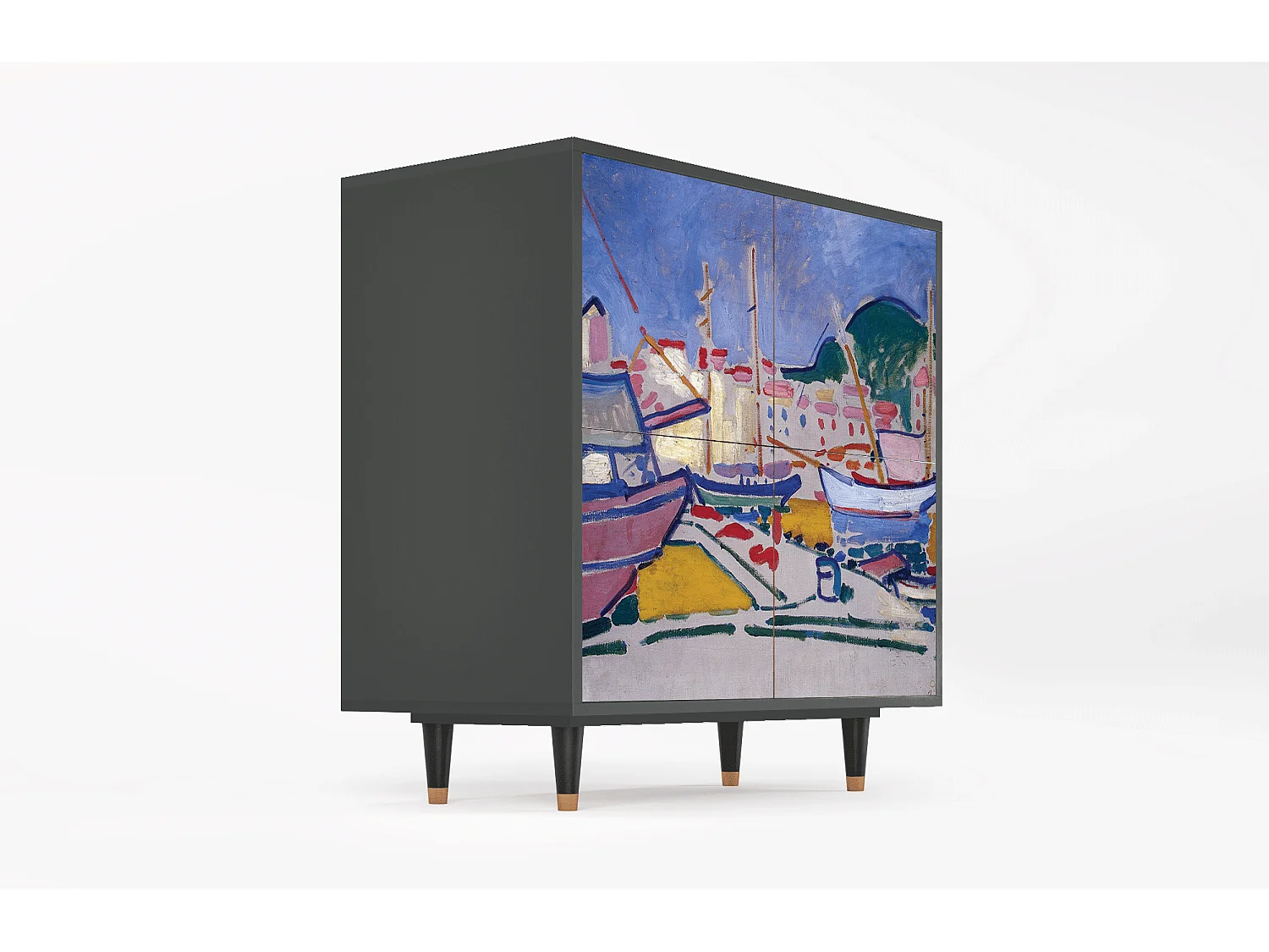 Kredens - 94x96x48 cm - BS3 - The Port of Collioure , Antracyt