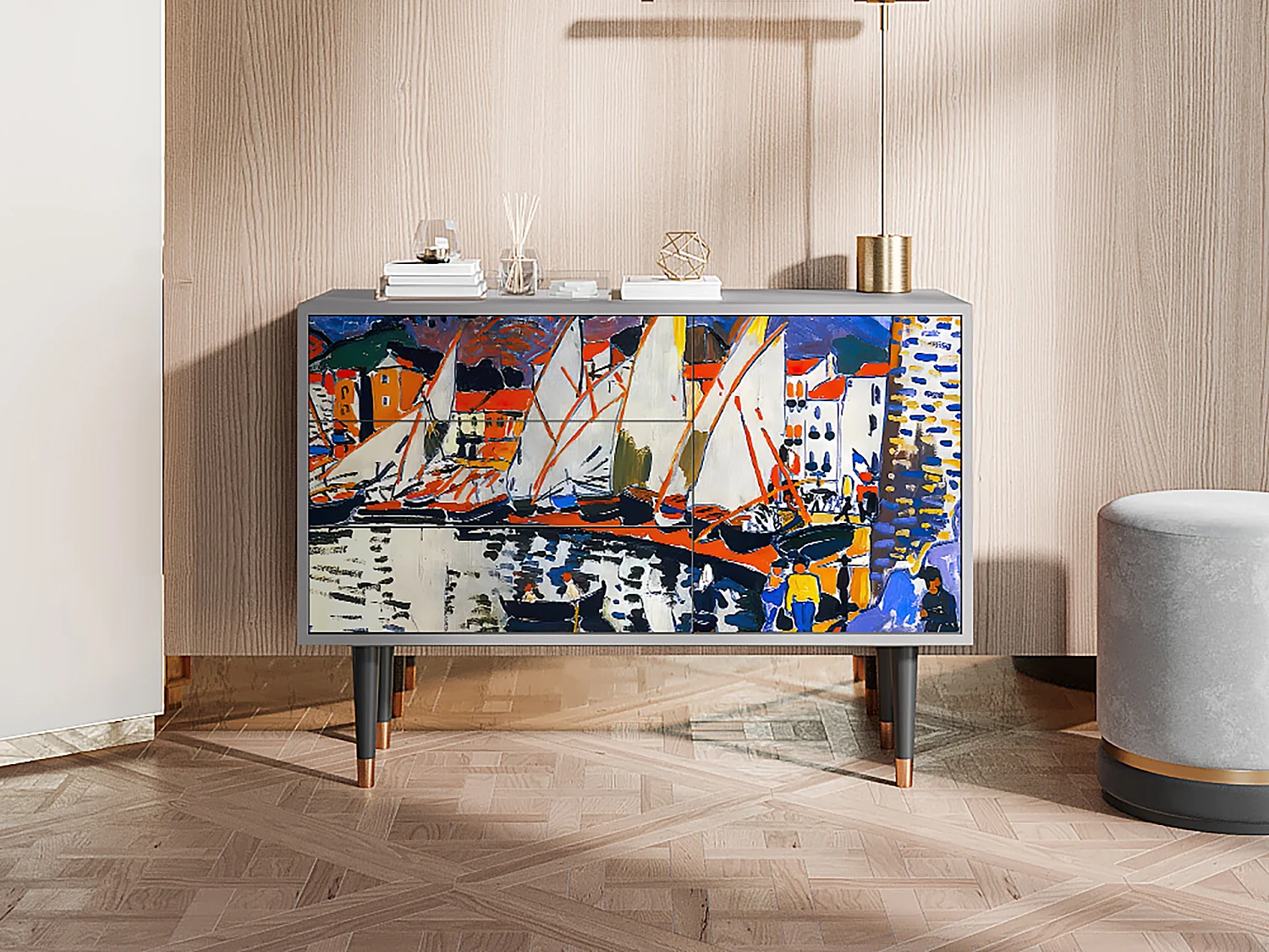 Credenza - 115х84х41 cm - S3 - Le Séchage des voiles , Grigio