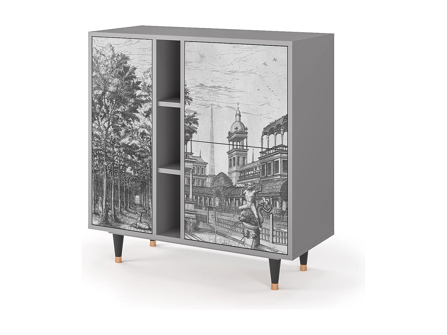 Buffet - 94х96х41 cm - BS5 - View of the Piazza, Gris