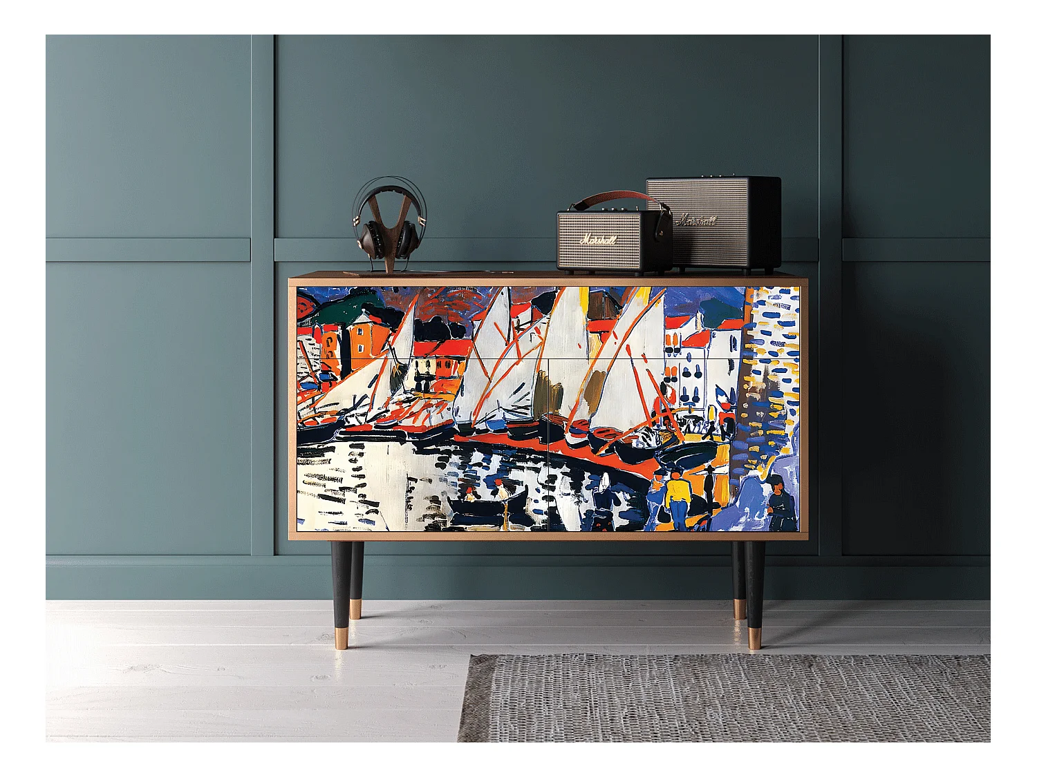 Sideboard - 115x85x48 cm - BS4 - Le Séchage des voiles , Walnuss