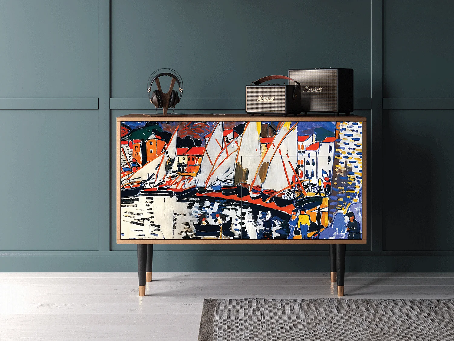 Buffet - 115x85x48 cm - BS4 - Le Séchage des voiles , Noyer