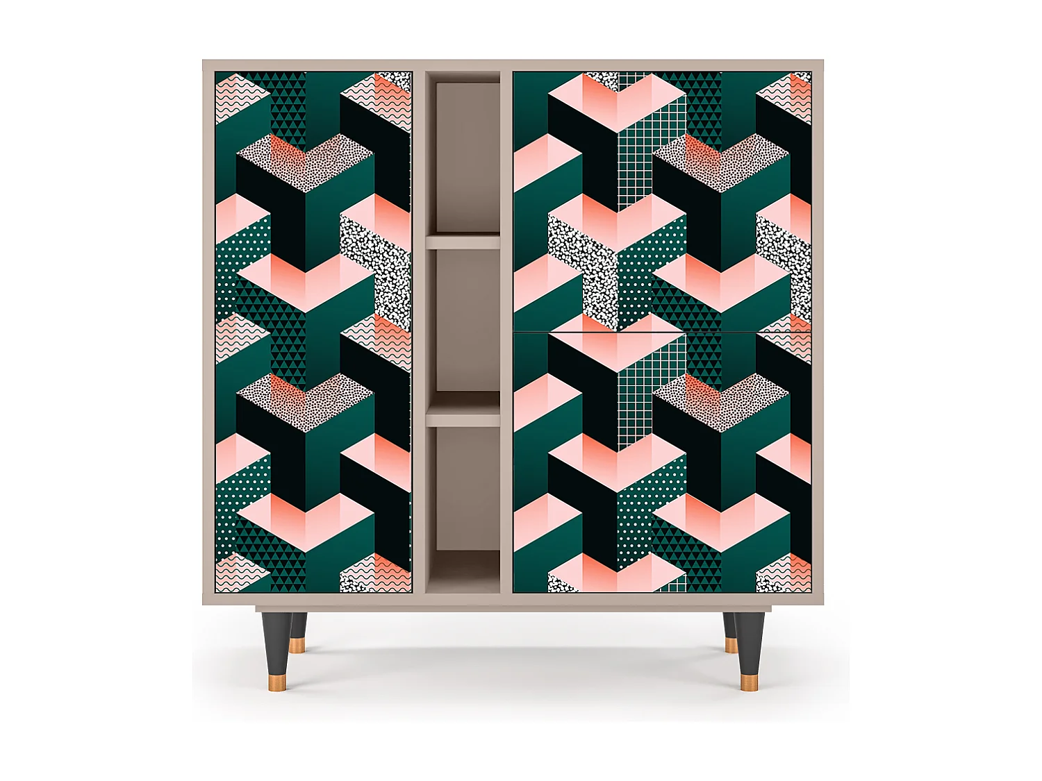 Kredens - 94х96х41 cm - BS5 - Geometric Madness, Latte