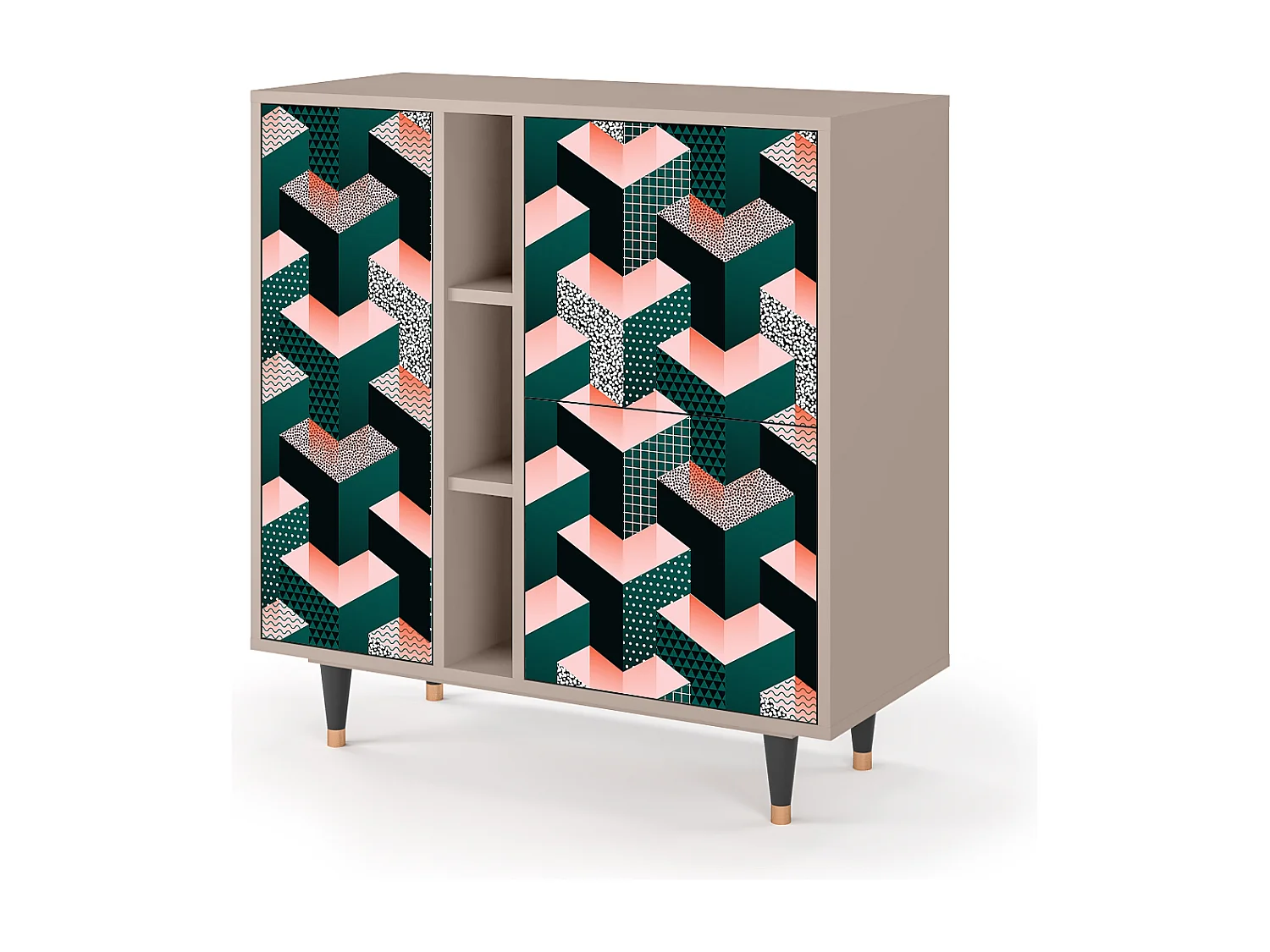 Kredens - 94х96х41 cm - BS5 - Geometric Madness, Latte