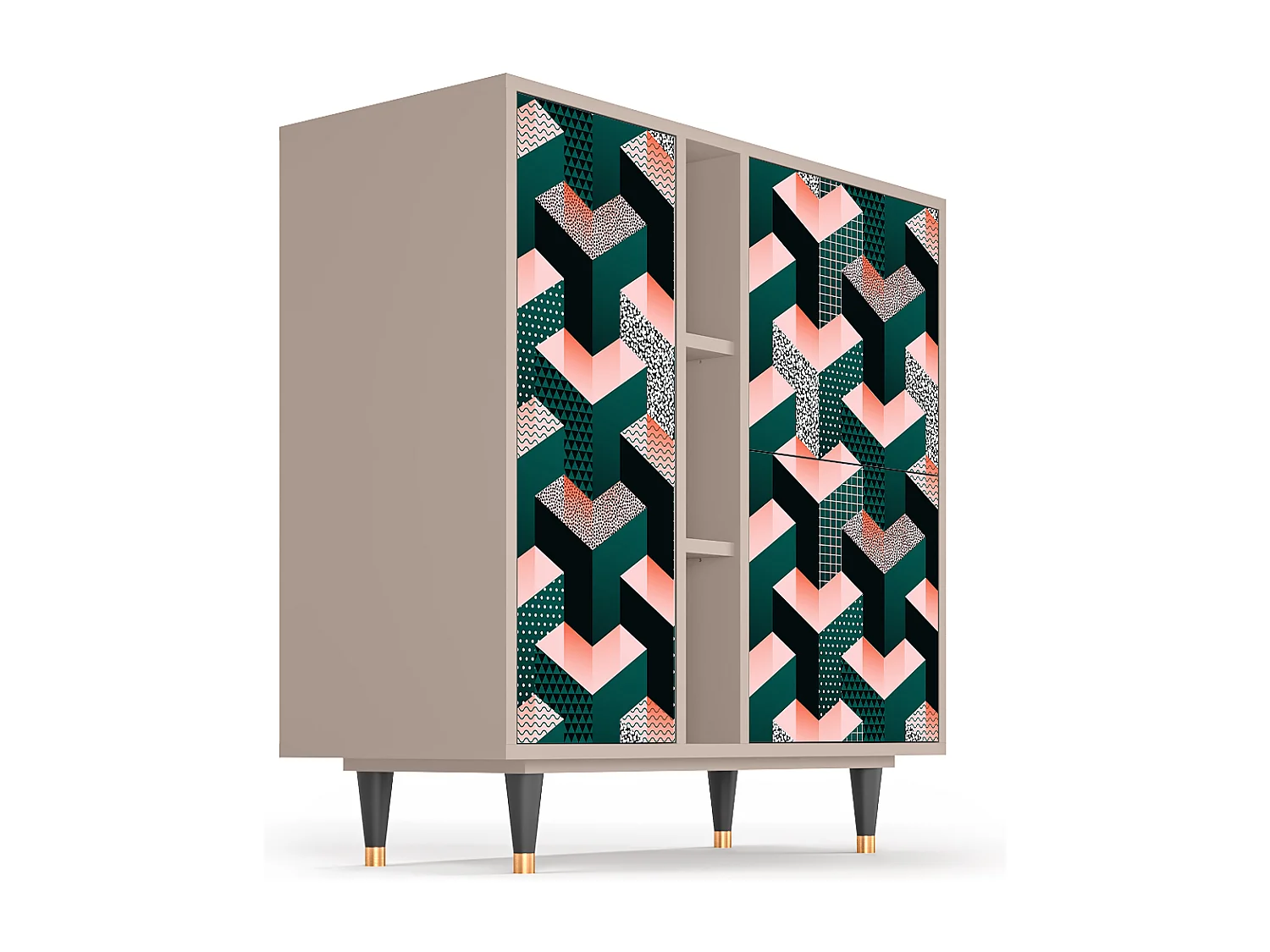 Kredens - 94х96х41 cm - BS5 - Geometric Madness, Latte