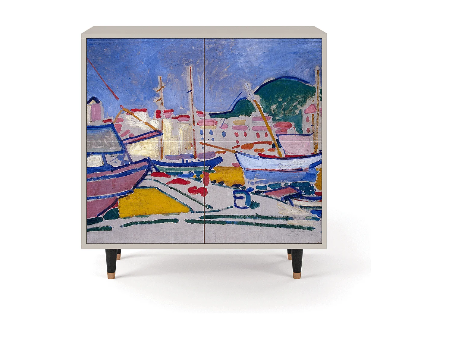 Kredens - 94x96x48 cm - BS3 - The Port of Collioure , Piaskowy