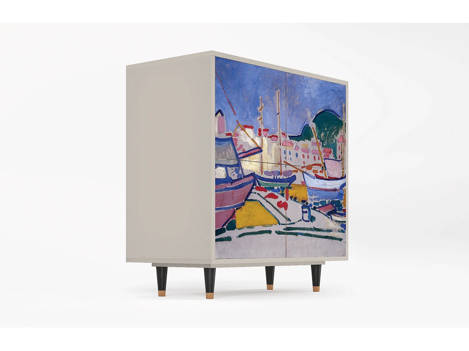 Kredens - 94x96x48 cm - BS3 - The Port of Collioure , Piaskowy