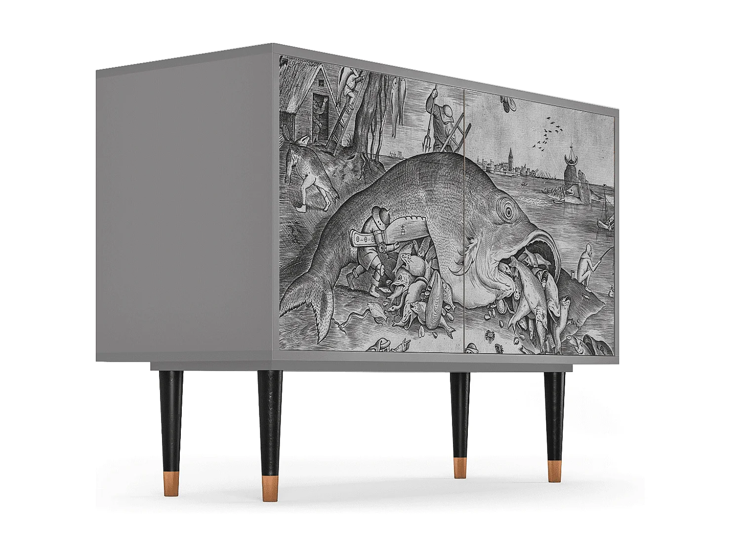 Kredens - 115x85x48 cm - BS4 - Big Fish Eat Little, Szary