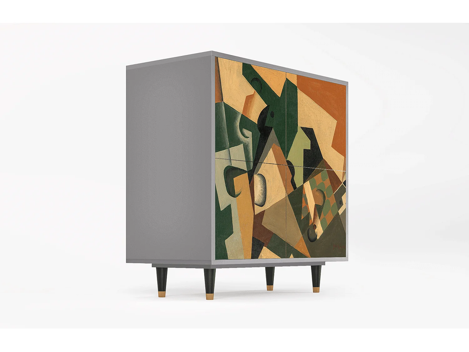 Buffet - 94x96x48 cm - BS3 - Glass and Checkerboard, Gris