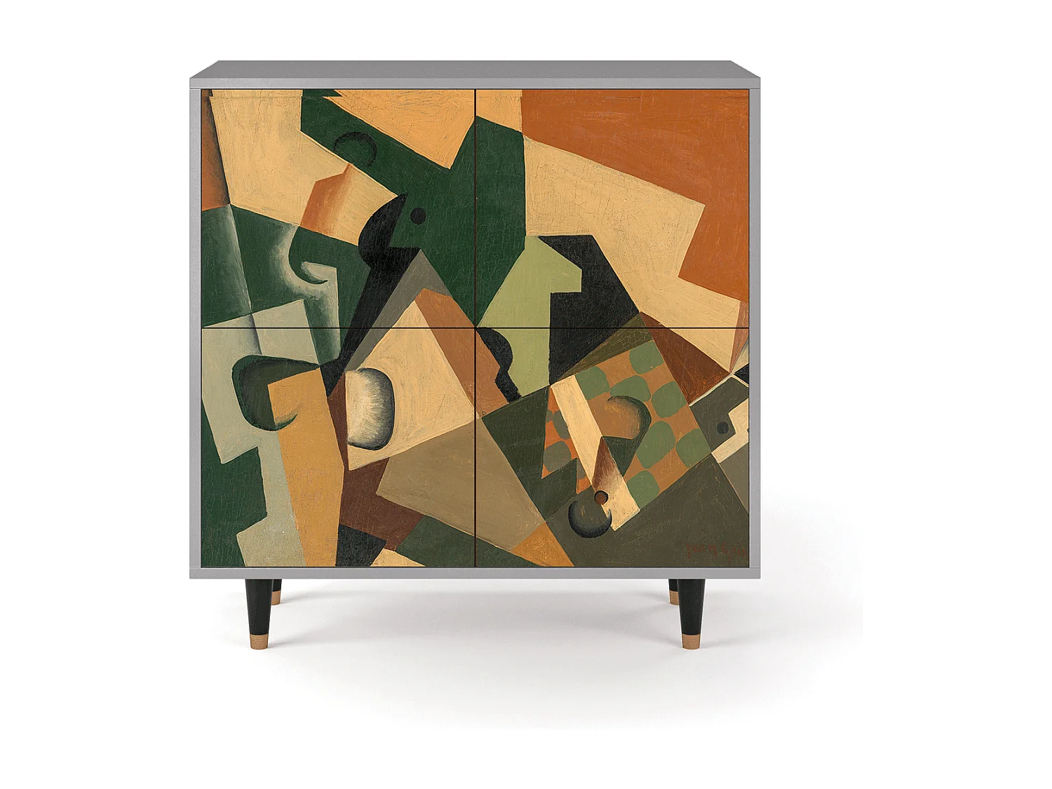 Sideboard - 94x96x48 cm - BS3 - Glass and Checkerboard, Grau