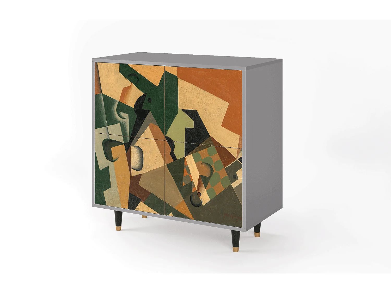 Sideboard - 94x96x48 cm - BS3 - Glass and Checkerboard, Grau