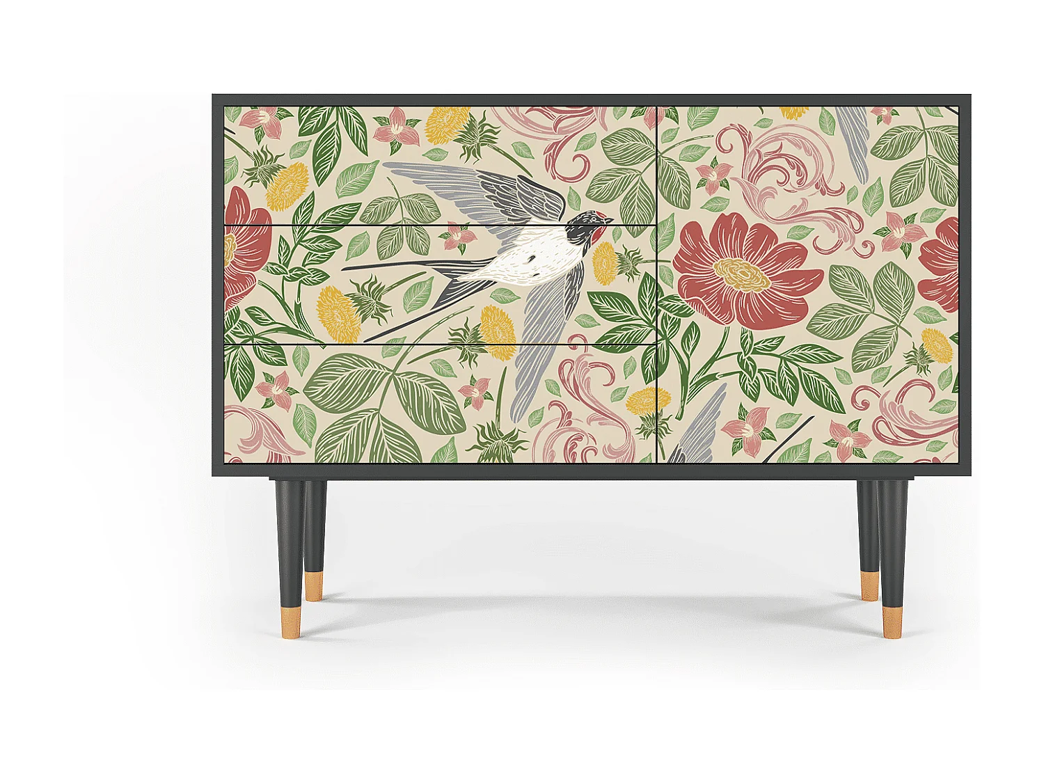 Kredens - 115х84х41 cm - S3 - Spring Swallow, Antracyt