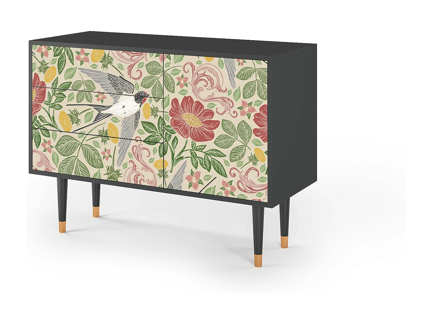 Kredens - 115х84х41 cm - S3 - Spring Swallow, Antracyt