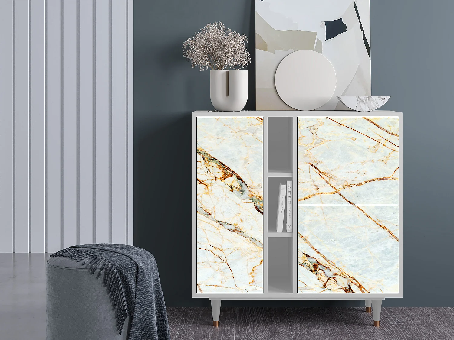 Credenza - 94х96х41 cm - BS5 - Sabbiay Marble, Bianco