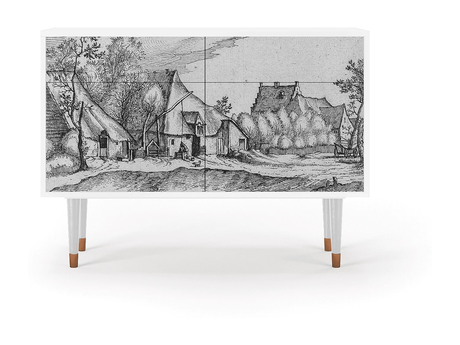 Aparador - 115x85x48 cm - BS4 - Farms in a Village, Blanco