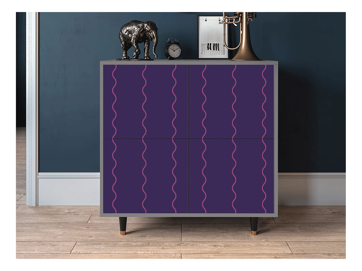 Kredens - 94x96x48 cm - BS3 - Grape Maccaroni, Szary