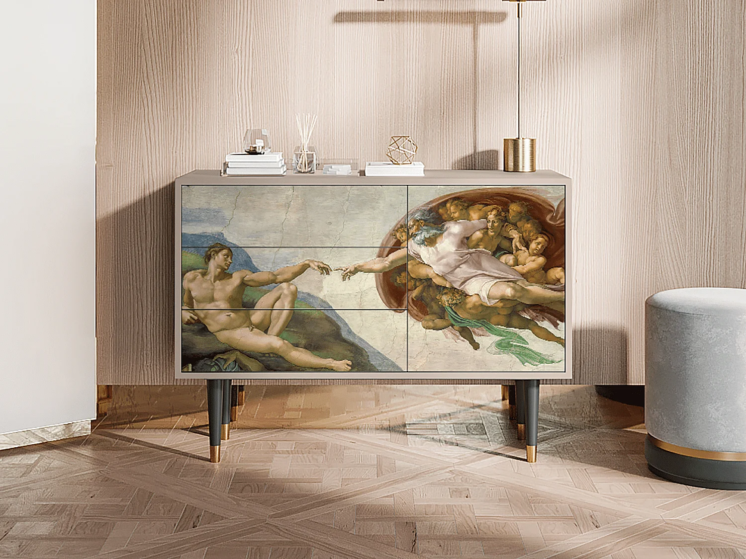 Kredens - 115х84х41 cm - S3 - The Creation of Adam, Latte