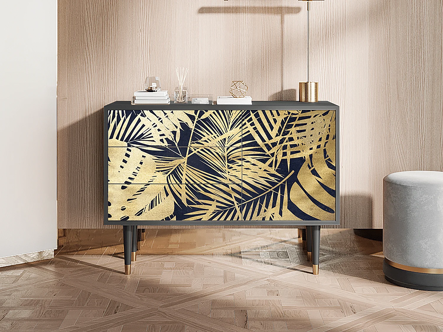 Kredens - 115х84х41 cm - S3 - Jungle Vibes, Antracyt