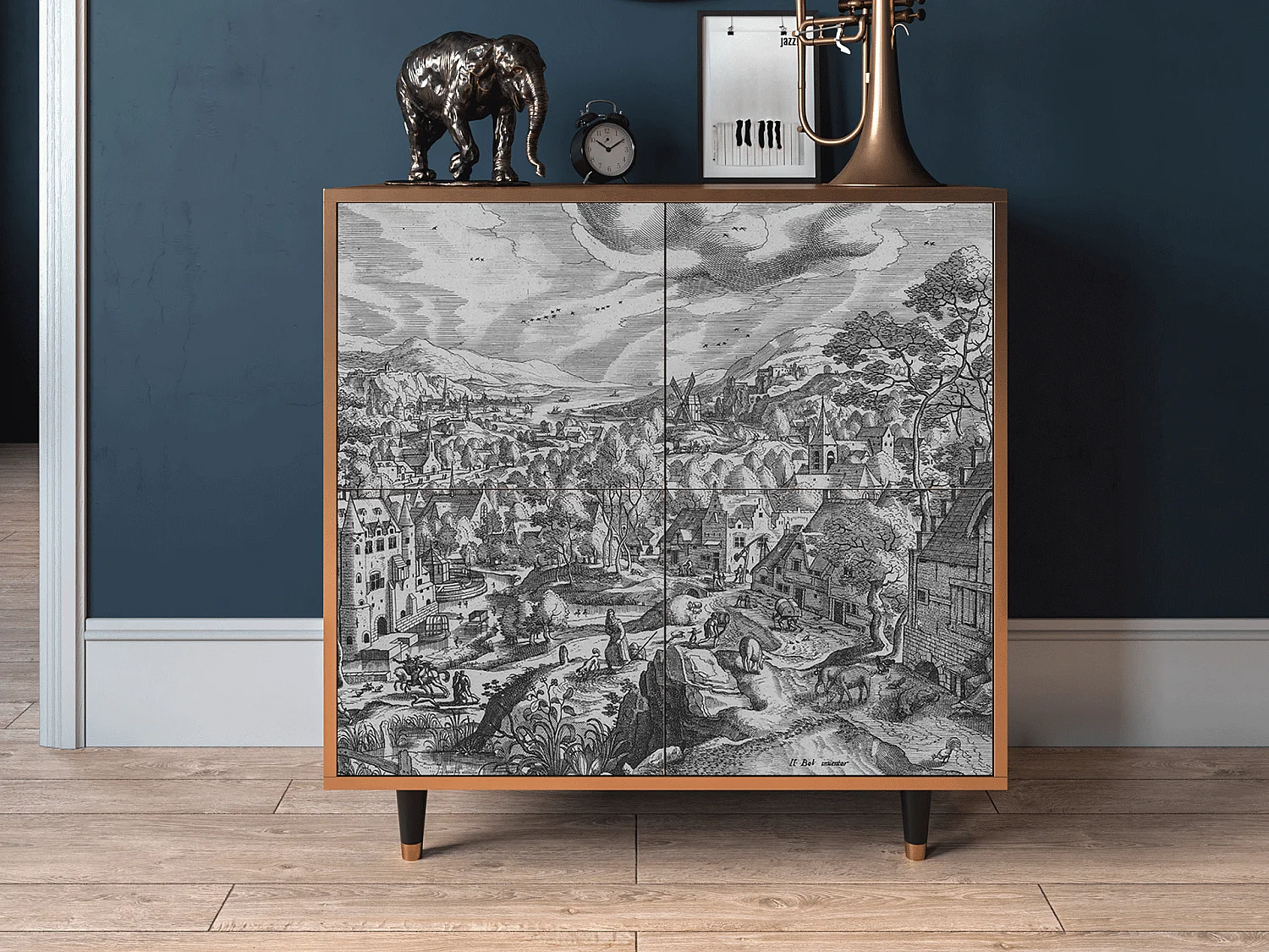 Buffet - 94x96x48 cm - BS3 - Bird Dropping, Noyer