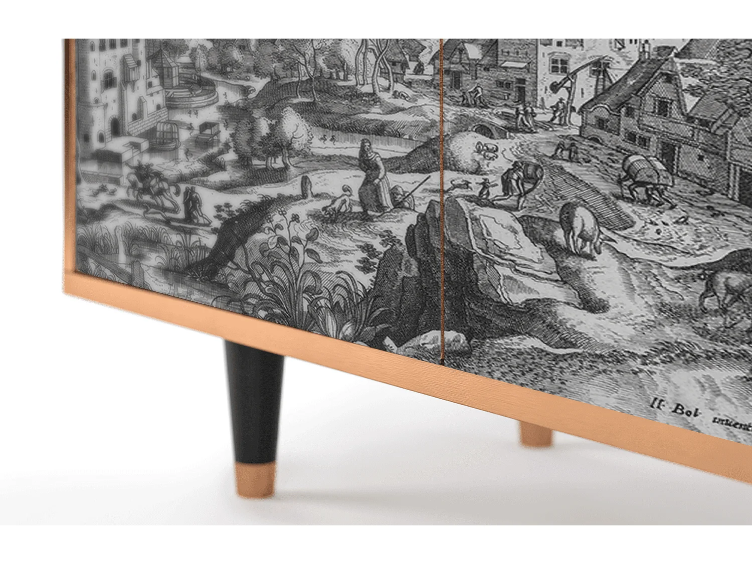 Buffet - 94x96x48 cm - BS3 - Bird Dropping, Noyer