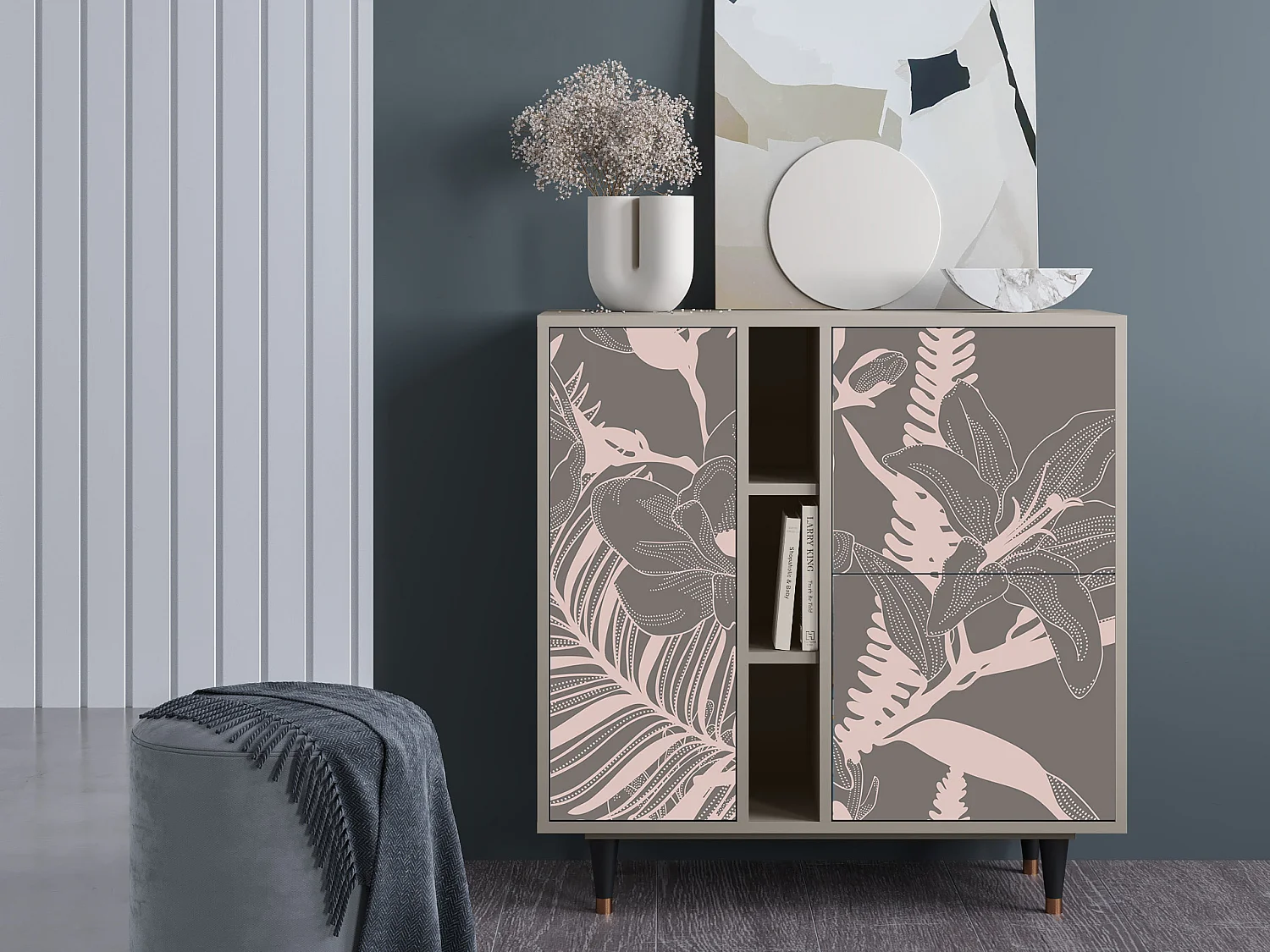 Kredens - 94х96х41 cm - BS5 - Issabelline Flower, Piaskowy