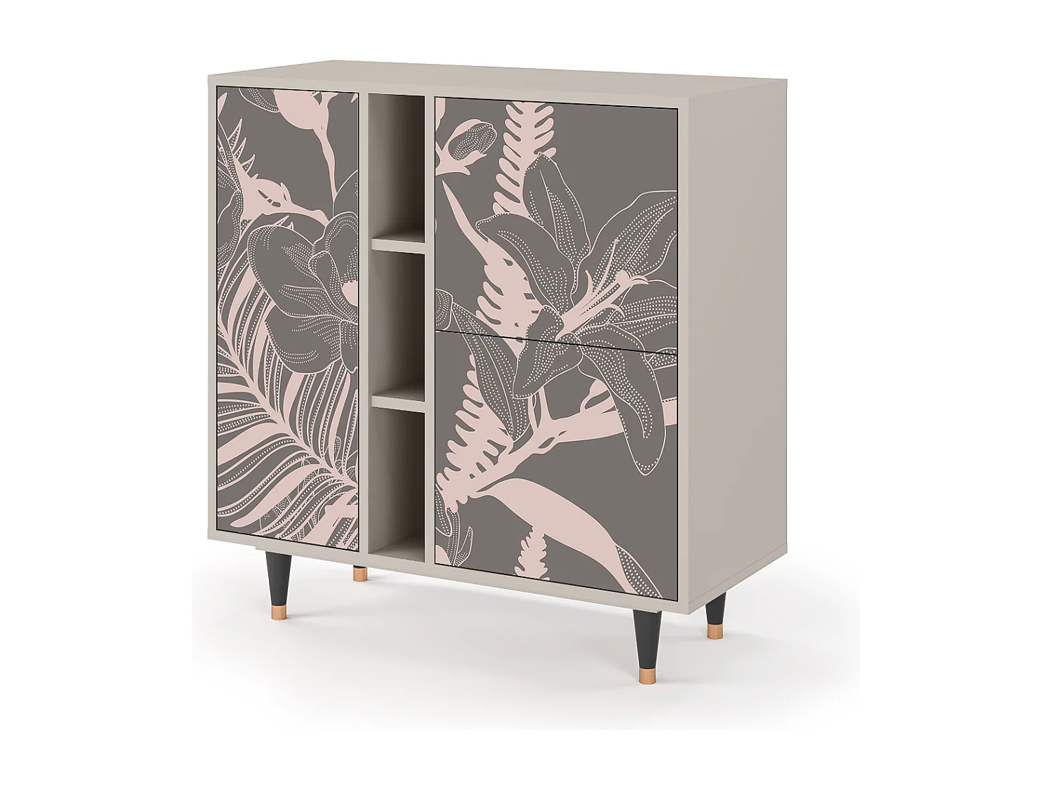 Kredens - 94х96х41 cm - BS5 - Issabelline Flower, Piaskowy