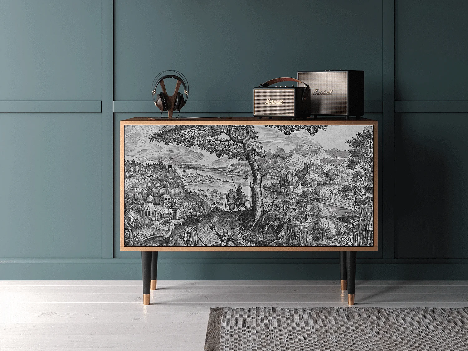 Sideboard - 115x85x48 cm - BS4 - Milites Requiescentes, Walnuss