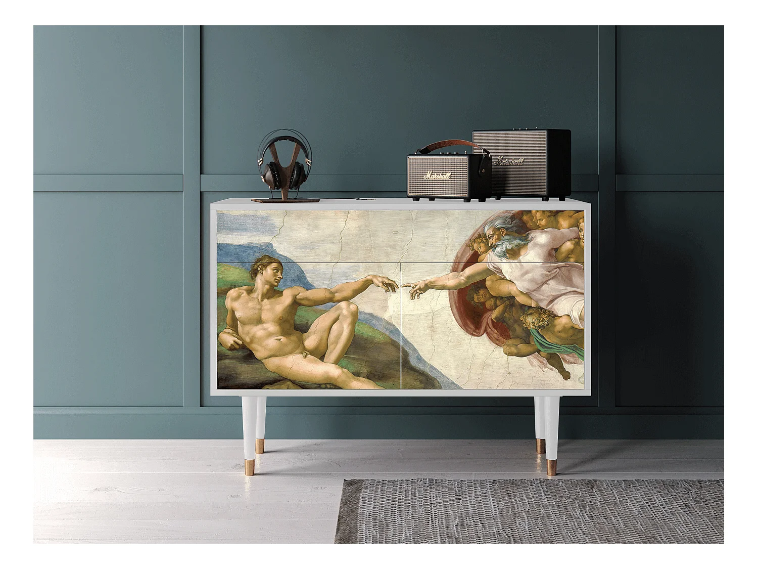 Credenza - 115x85x48 cm - BS4 - The Creation of Adam, Bianco