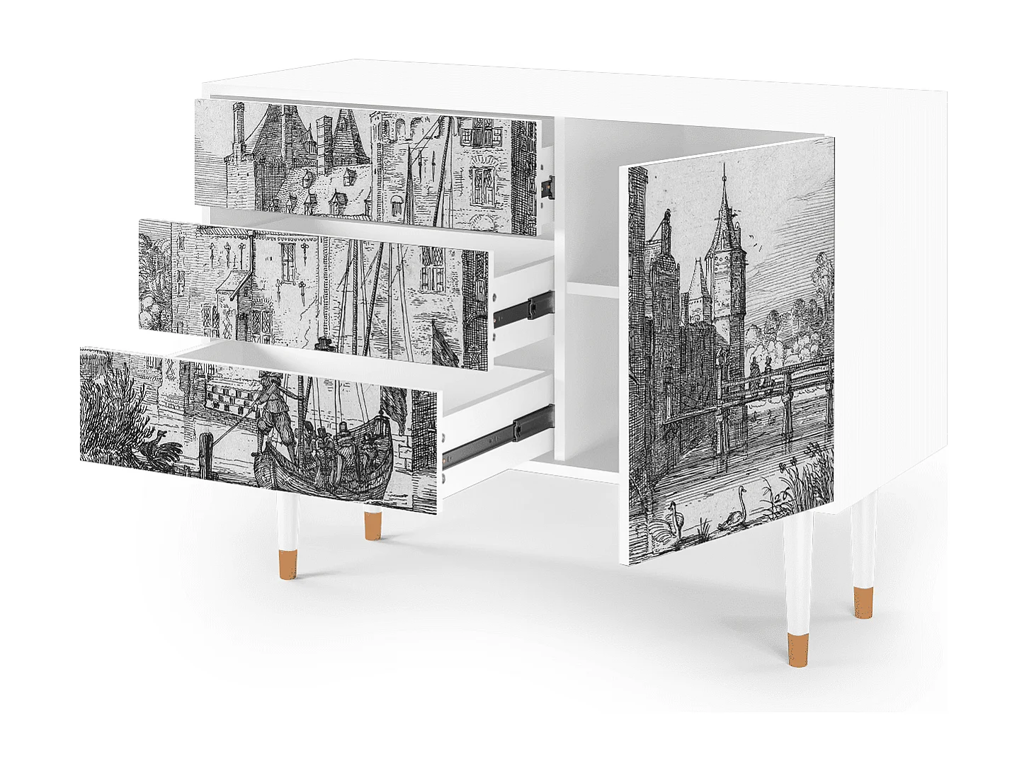 Buffet - 115х84х41 cm - S3 - Castle with Bridge, Blanc