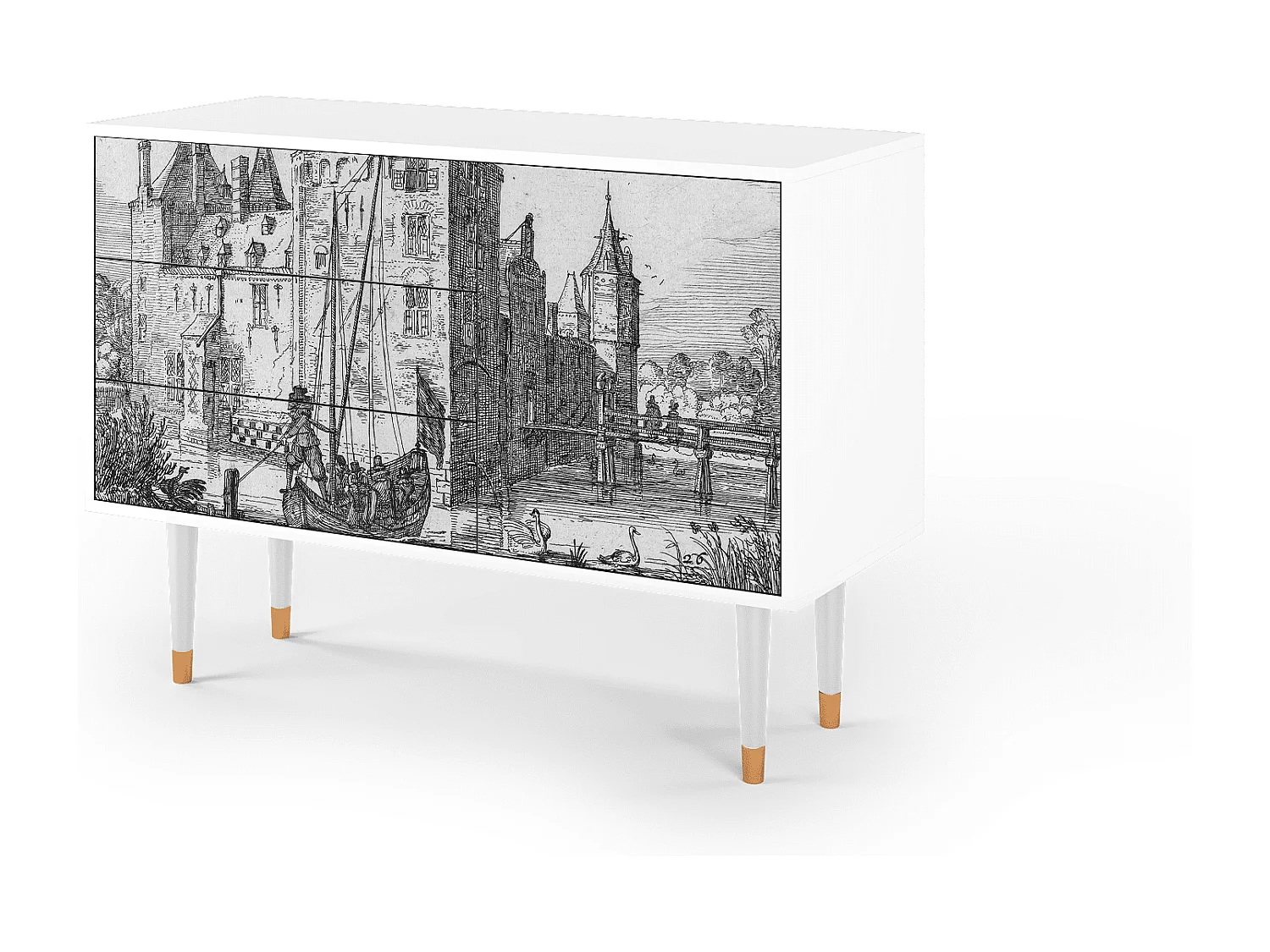 Buffet - 115х84х41 cm - S3 - Castle with Bridge, Blanc