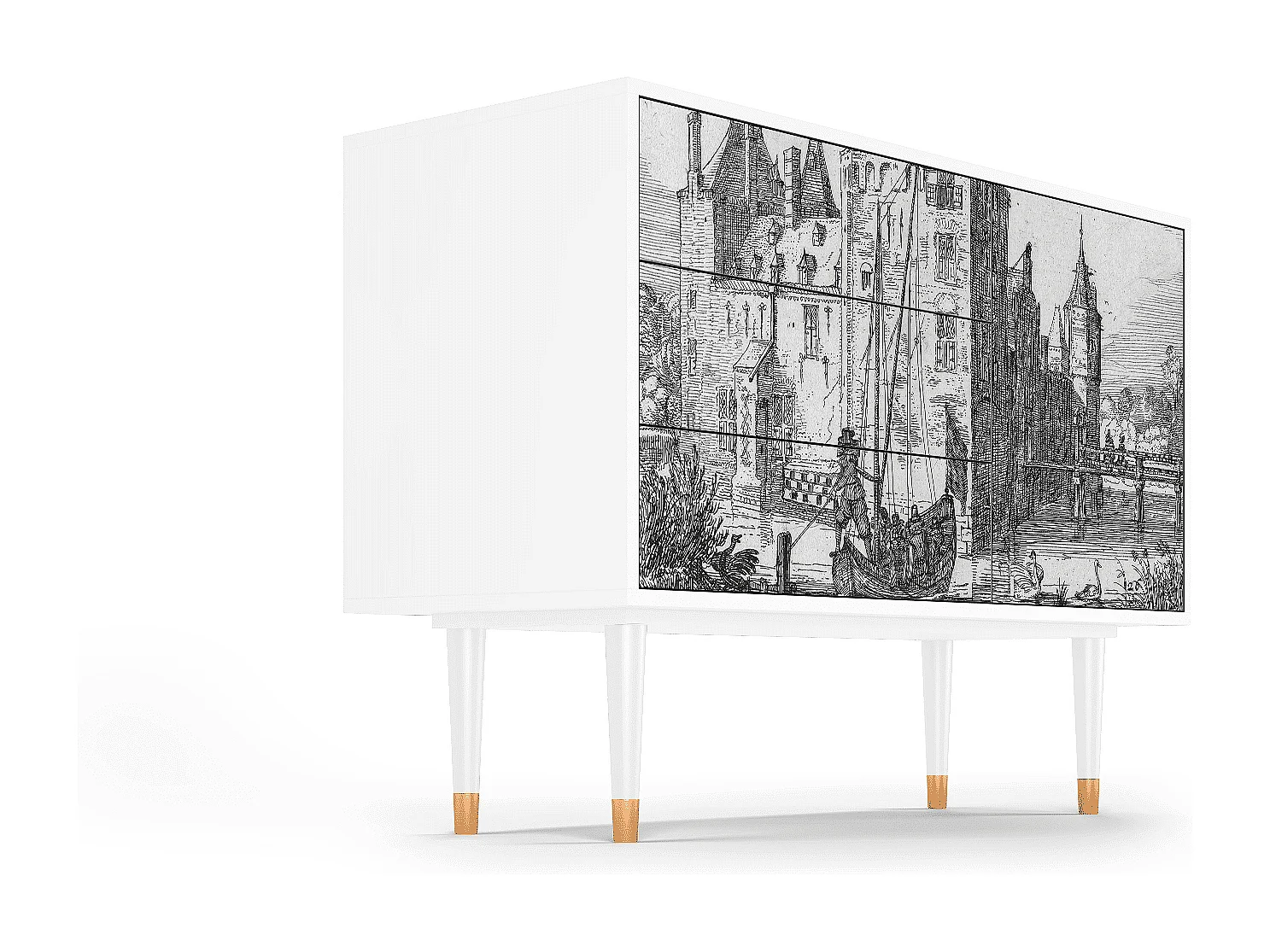 Buffet - 115х84х41 cm - S3 - Castle with Bridge, Blanc