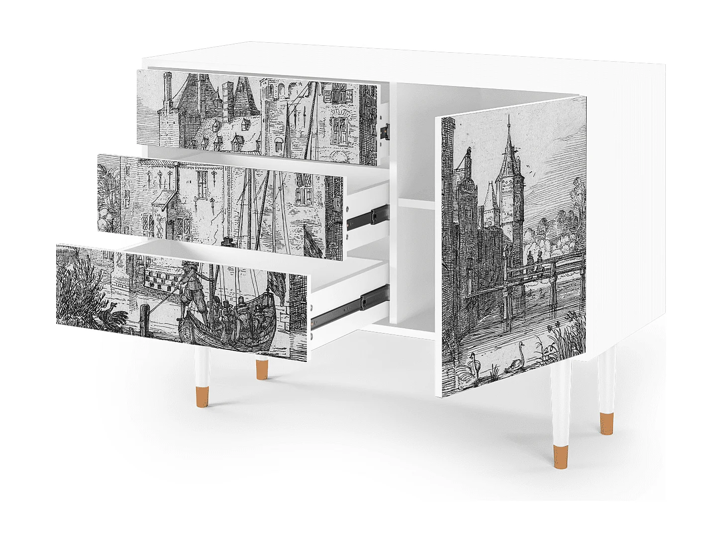 Buffet - 115х84х41 cm - S3 - Castle with Bridge, Blanc